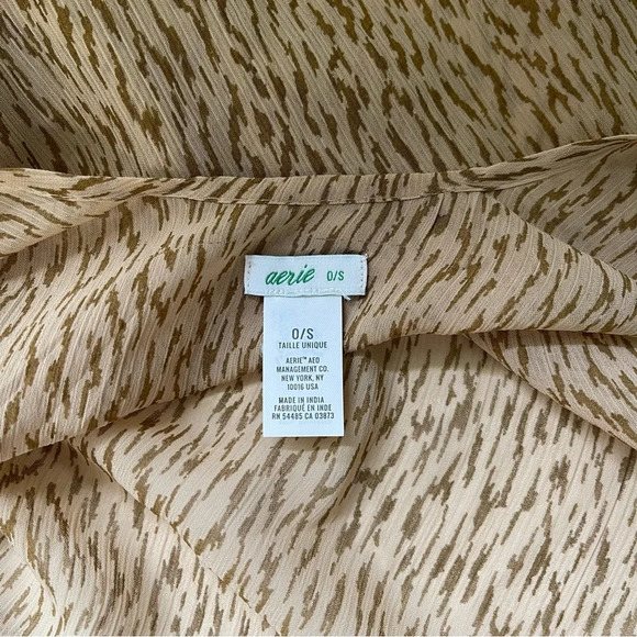 aerie Tan & Brown Animal Print Open Front Semi-sheer Kimono One Size Women’s - Picture 9 of 11